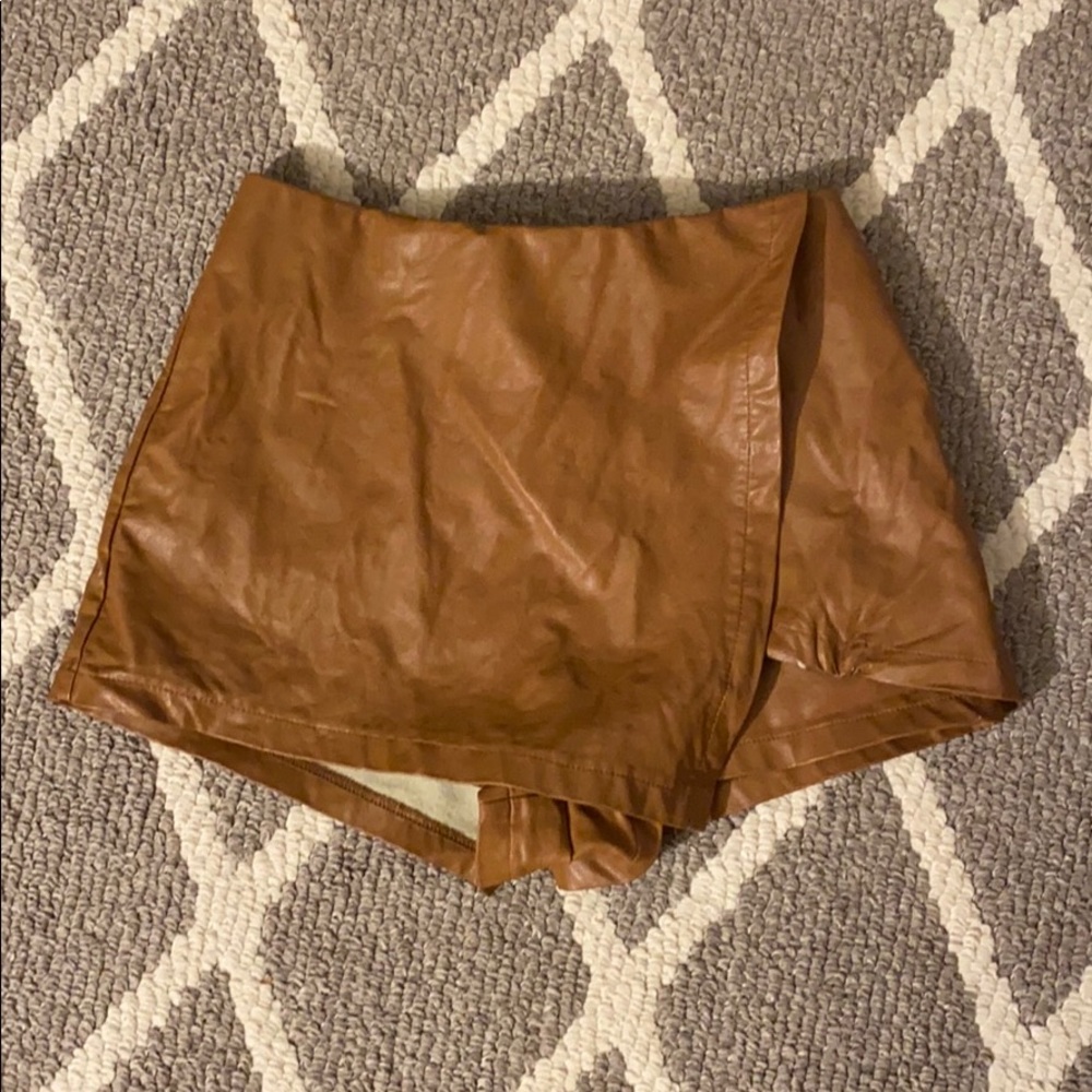 Faux Leather Skort